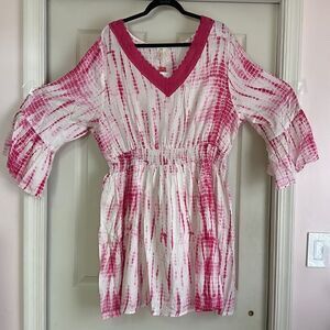 True Destiny Dress Cotton Hippy Boho Tie Dye Plus Size 2X Pink